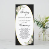 Elegant Boho Black Floral Wedding Ceremony Programmakaart (Staand voorkant)