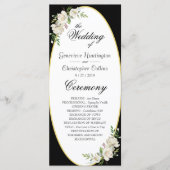 Elegant Boho Black Floral Wedding Ceremony Programmakaart (Voorkant)