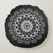 Elegant Boho Black White Mandala Art Rond Kussen (Voorkant)