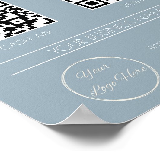 Elegant boho blauw 2 QR code business scan te beta Poster (Hoek)