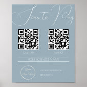 Elegant boho blauw 2 QR code business scan te beta Poster (Voorkant)