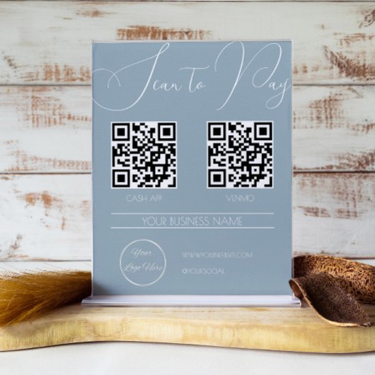 Elegant boho blauw 2 QR code business scan te beta Poster