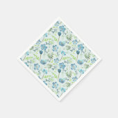 Elegant Boho Blauw Groen Waterverf Bloemen Servet (Hoek)
