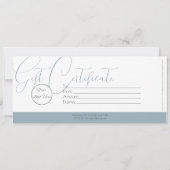 Elegant boho blauw logo vrouwelijk cadeaubon kaart (Achterkant)