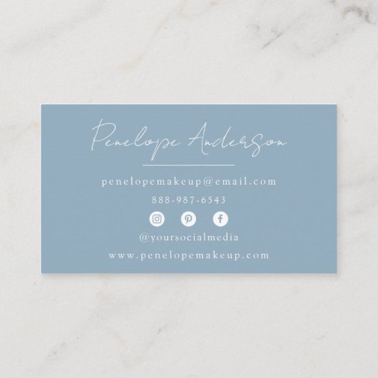 Elegant Boho Blauw Neutraal Chique Minimalistisch  Visitekaartje (Achterkant)