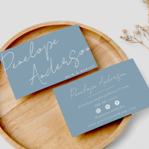 Elegant Boho Blauw Neutraal Chique Minimalistisch  Visitekaartje