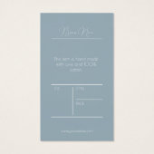 Elegant boho blauw zakelijke productprijs label visitekaartje (Achterkant)