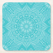 Elegant Boho Blauwgroen Blue Mandala Onderzetters (Voorkant)
