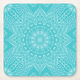 Elegant Boho Blauwgroen Blue Mandala Onderzetters