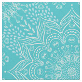 Elegant Boho Blauwgroen Blue Mandala Stof (Close Up)