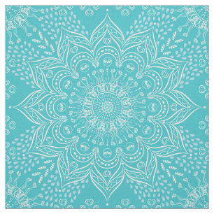Elegant Boho Blauwgroen Blue Mandala Stof