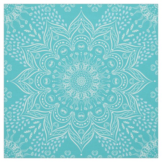 Elegant Boho Blauwgroen Blue Mandala Stof (Swatch)