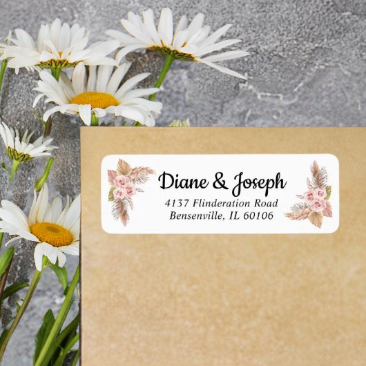 Elegant Boho Bloem Rustic Trouw Retouradres Etiket