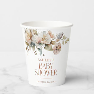 Elegant Boho  Bloemen Botanisch Baby shower Papieren Bekers