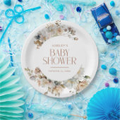 Elegant Boho  Bloemen Botanisch Baby shower Papieren Bordje (Feest)