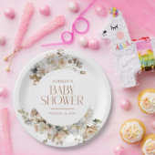 Elegant Boho  Bloemen Botanisch Baby shower Papieren Bordje (Feest)