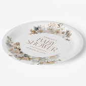 Elegant Boho  Bloemen Botanisch Baby shower Papieren Bordje (Gekanteld)