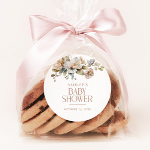 Elegant Boho  Bloemen Botanisch Baby shower Ronde Sticker