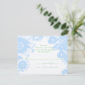Elegant Boho Bloemen Bruiloft Pastel Blauw RSVP (Staand voorkant)