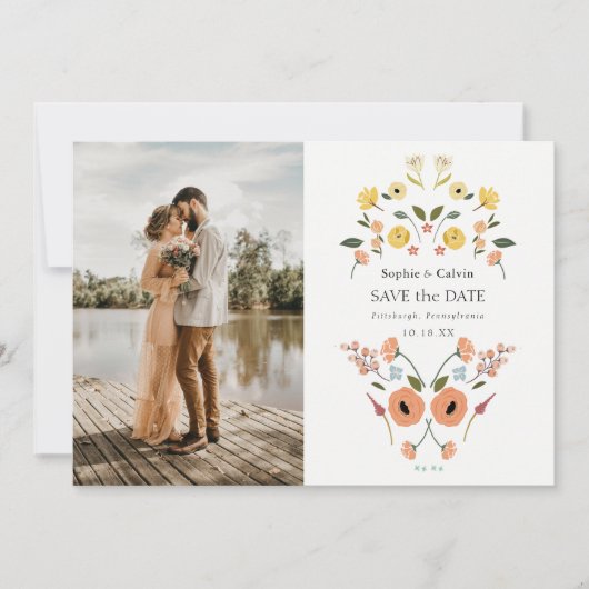 Elegant  Boho Bloemen Bruiloft Save the Date (Voorkant)