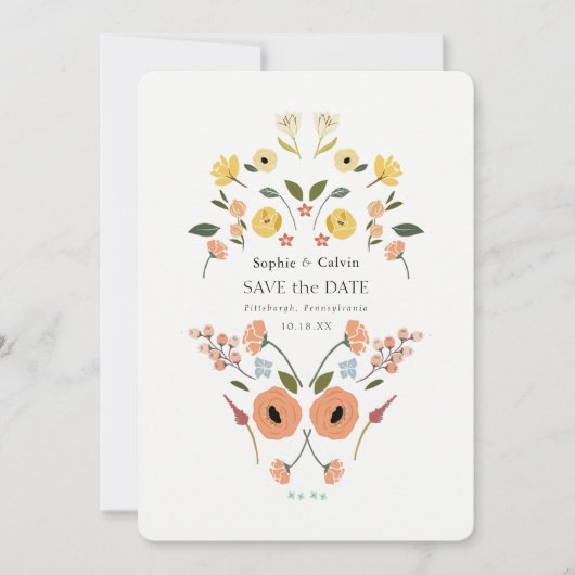 Elegant Boho Bloemen Bruiloft Save the Date (Voorkant)