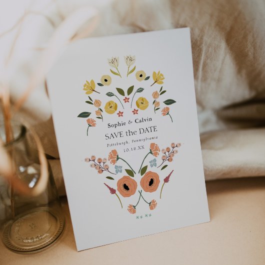 Elegant  Boho Bloemen Bruiloft Save the Date