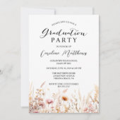 Elegant Boho Bloemen Foto Afstuderen Kaart (Voorkant)