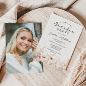 Elegant Boho Bloemen Foto Afstuderen Kaart