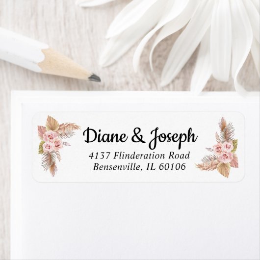 Elegant Boho Bloemen Rustiek Bruiloft Retouradres Etiket (Insitu)