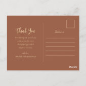 Elegant Boho Bloemen Terracotta Bruiloft Dank u Briefkaart (Achterkant)