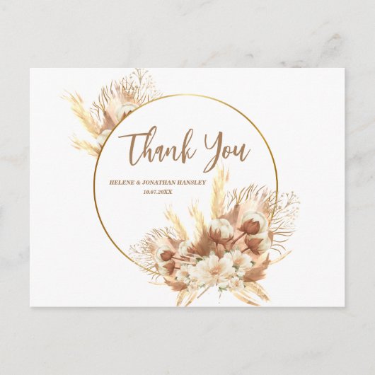 Elegant Boho Bloemen Terracotta Bruiloft Dank u Briefkaart (Voorkant)