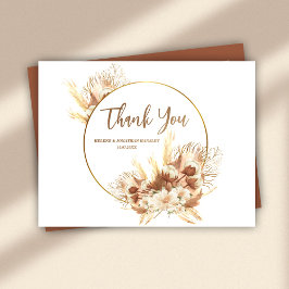 Elegant Boho Bloemen Terracotta Bruiloft Dank u Briefkaart