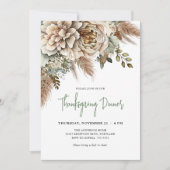 Elegant Boho Bloemen Thanksgiving Diner Kaart (Voorkant)