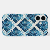 Elegant Boho Bloemenpatroon in Blauw Case-Mate iPhone Case (Achterkant (horizontaal))