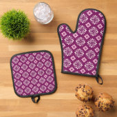 Elegant Boho Bloemenpatroon Ovenwant & Pannenlap Set (Top down)