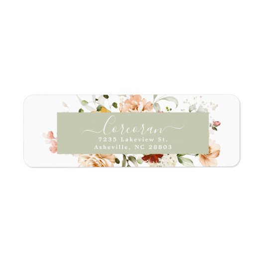 Elegant Boho Bloemige Handgeschreven Retouradres Etiket (Voorkant)