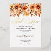 Elegant Boho Bloemige Trouwdag Goud Folie Uitnodiging (Voorkant)