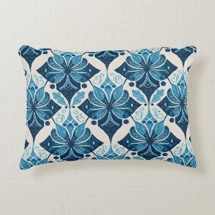 Elegant Boho Bloemmotief in Blauw Accent Kussen
