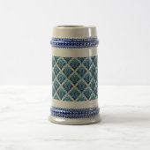 Elegant Boho Bloemmotief in Blauw Bierpul (Center)
