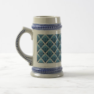 Elegant Boho Bloemmotief in Blauw Bierpul