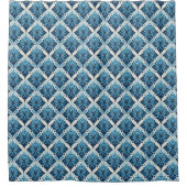 Elegant Boho Bloemmotief in Blauw Douchegordijn (Voorkant)