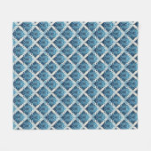 Elegant Boho Bloemmotief in Blauw Fleece Deken (Voorkant (Horizontaal))