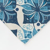 Elegant Boho Bloemmotief in Blauw Fleece Deken (Hoek)