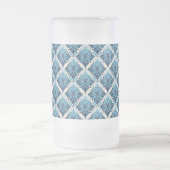 Elegant Boho Bloemmotief in Blauw Matglas Bierpul (Center)