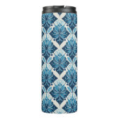 Elegant Boho Bloemmotief in Blauw Thermosbeker (Achterkant)
