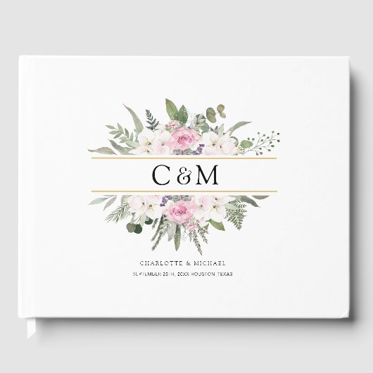 Elegant Boho Bloemstuk Gastenboek (Voorkant)