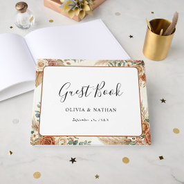 Elegant Boho Bloemstuk Pampas Trouwgastenboek Gastenboek