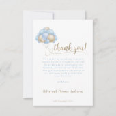 Elegant Boho Blue Balloon Baby shower Bedankkaart (Voorkant)