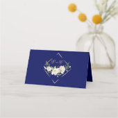 Elegant Boho Blue Floral Gold Wedding Monogram Plaatskaartje (Achterkant)