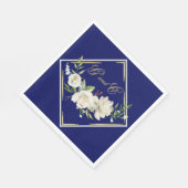 Elegant Boho Blue Floral Gold Wedding Monogram Servet (Hoek)
